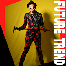 Exclusive] nightclub male singer DSDJ Quan Zhilong GD coquettish rose suit big-name bar costume accessories