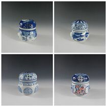 Small tea porcelain museum hand-painted antique porcelain Blue and white glaze Red aromatherapy furnace Home accessories