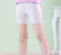 Girls safety pants summer childrens boxers lace edge solid color three-point pants anti-glare leggings wholesale