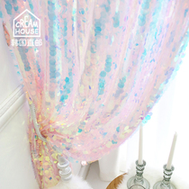 (CreamHouse) Korean magic jelly sequins living room bedroom transparent curtains can be customized