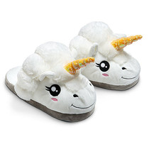Creative unicorn home cotton slippers winter warm plush floor slippers golden tentacles horn shape cotton drag
