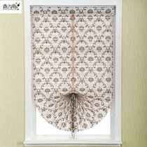 Spring south European printing Roman rod roller curtain curtain Fan-shaped curtain Living room Bedroom Bay window shading lift customization