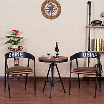 Iron solid wood tables and chairs combination American leisure coffee shop milk tea shop tables and chairs outdoor courtyard balcony small tea table