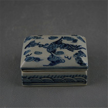 Ming Dynasty hand-painted blue and white Phoenix print clay box inkstone box inkstone to do old home collection antique porcelain antique room supplies