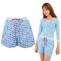South Korea imported YESCODE female base cotton cartoon bow three-piece pants womens home wear shorts pajama pants