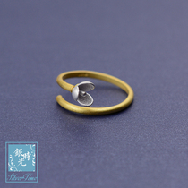 Designer custom S925 silver pure handmade gilded magnolia flower opening adjustable ring tail ring