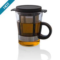 Germany Finum Teapot imported creative gift Red Dot Design Award Glass with lid and handle filter teacup Black