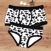 Couple underwear cow cotton flat corner four-corner milk cartoon cute Korean trend gift box gift box