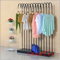 European-style wrought iron clothing rack Clothing store shelf display rack wall side pylons Clothing display rack floor stand