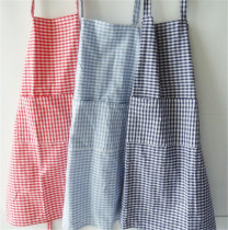 Pastoral American country style apron Household housework classic plaid apron Cotton apron Plaid apron 3 colors