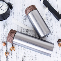 Liyang leeyoo classic business mens thermos wood grain letter solid color mens straight cup thermos