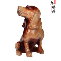 Peach dog ornaments wood carving peach wood dog solid wood twelve zodiac dog wooden large dog ornaments