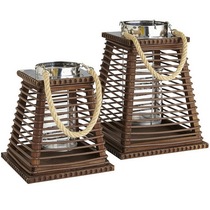 Southeast Asia Middle East Style Rattan Wood Windproof Lamp Wax Candleholder Soft Clothing Item hotel Courtyard Decoration