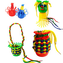 Flower basket woven building blocks Childrens handmade threading Parent-child garden Early education teaching aids Kindergarten educational toys