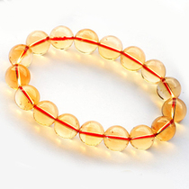 Beyya Yellow Crystal Bracelet 11mm Honey Orange Orange Yellow Crystal Round Beads Handstring Male female section 37 1g