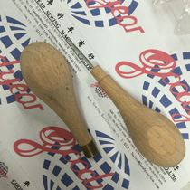 Flat head leather awl (fixed wooden handle) beech with copper ring