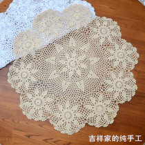 Handmade crochet tablecloth mat European style pastoral retro nostalgic cotton hollow woven cover 60-200cm