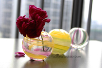 Japan Ishizuka glass Tsugaru handmade glass vase Colored hand bow glass Japanese flower arrangement vase entrance ornaments