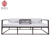 New Chinese Solid Wood Multiman Sofa Furniture Hotel Clubhouse Decent Board House Sale of Tea House Villa Custom