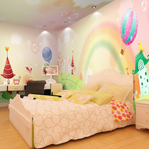  Childrens room wallpaper dream cartoon girl student bedroom background wall painting rainbow wallpaper girl room 3D wall cloth