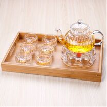 Creative striped heat-resistant tea set Pumpkin pot Teapot Kung Fu tea set Full set of creative glass flower tea set