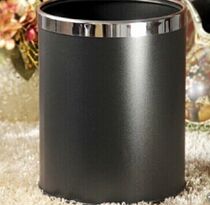 Trash can household double-layer stainless steel uncovered hotel room bucket trash can Kitchen creative bucket thick bucket