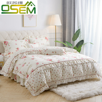 ou su Naaman cotton garden lace bed skirt bedspread bed four sets of 1 8 m2 0 meters double cotton quilt cover