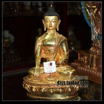 Tibet Buddhist supplies 1 foot 33cm imported Nepal full gilt bronze statue Shakyamuni Buddha