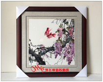 Mengfeixiang brand handmade Suzhou embroidery embroidery finished product living room hanging painting wisteria flower hanging painting Suzhou embroidery bedroom porch decoration