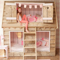 Childrens house bed house tree house bed Children Princess solid wood custom girl double house bed childrens room up and down House bed