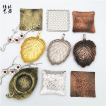 Creative handmade cup mat bronze insulation tea tray coaster Cup Cup holder tea set accessories kung fu tea ceremony six gentlemen