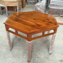 Retro carbonized barbecue dining table and chair simple modern fast food table and chair combination restaurant noodle restaurant solid wood hexagonal dining table