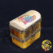 New antiques miscellaneous jewelry box cow bone carving double rouge box antique old craft retro collection