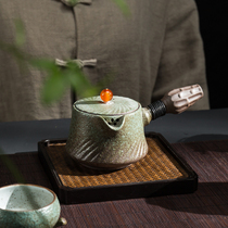 Chuanyi kiln Japanese-style coarse pottery Teapot Single pot Ceramic Teapot Household retro side handle long handle Pot Kung Fu tea set