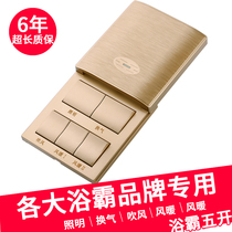 Yuba switch Household five-open slide type exhaust fan Lighting one-piece five-in-one switch Bathroom universal panel