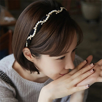 Korean fashion hair accessories new fabric imitation pearl personality Lady Korean Korean hair hoop headband