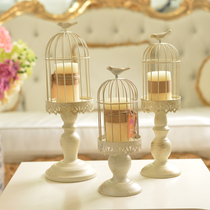 European retro old Wrought iron lace birdcage candle holder Wedding home decoration shooting props