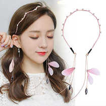 Korean fake earrings hairband tassel hair card Joker simple temperament Lady flower earring headband hair accessories