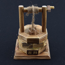 Antique wooden ancient well wooden crafts ornaments wooden ancient well wooden excavator bulldozer factory direct sale