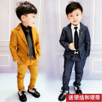 Childrens clothing Autumn childrens boy suit suit Small suit Two-piece suit Three-piece suit Flower girl performance suit tide