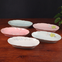 Yatai snowflake porcelain fish plate Hand-painted underglaze color lotus mouth plate vegetable plate Ceramic fish-shaped Japanese large porcelain plate special-shaped plate