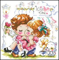 Cross stitch electronic drawing 5608 kiss cartoon pillow figure 101W * 102H23 color XSD source file