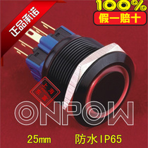 China red wave 25mm metal black ring with light waterproof reset button GQ25-11E A 24v220v
