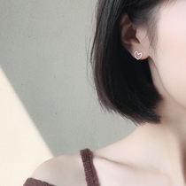s925 pure silver earbuds femininity Korean personality 100 hitch a small loving peach heart brief student heart-shaped ear trim