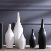Black and white ceramic vase decoration Living room flower arrangement Dining table dried flowers European style creative simple porcelain decoration