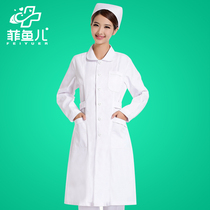Fish nurse uniform long-sleeved female round neck doll collar white pharmacy guide spring and summer morning inspection work white coat