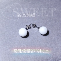 Baby Baby fetal hair Newborn fetal hair pendant breast milk earrings souvenir S925 sterling silver earrings DIY self-made