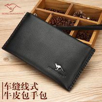 Hongyan kangaroo mens handbag genuine leather new wallet fashion casual soft leather clutch bag cowhide envelope bag mens bag