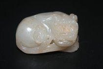 3039 antique ancient jade old Jade Hetian jade yellow skin seed material Jade Unicorn Ruyi hand handle jade collection