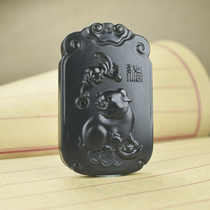 Because of jade and the edge of jade Xinjiang Hetian jade green jade Fu pig pendant zodiac pendant pig delivery certificate